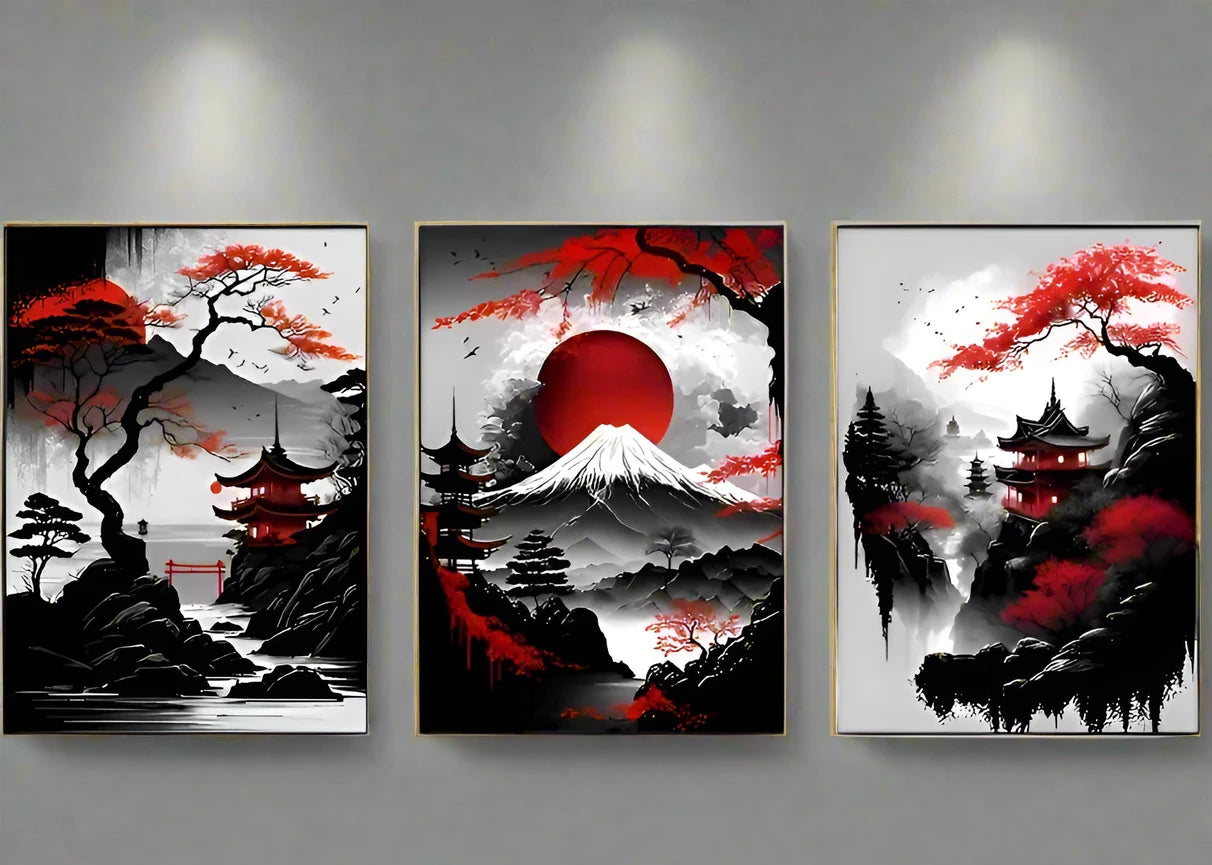 3-Piece Japanese Landscape Canvas Art Set