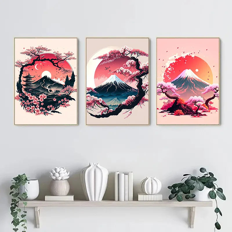 3-Piece Japanese Landscape Canvas Art Set