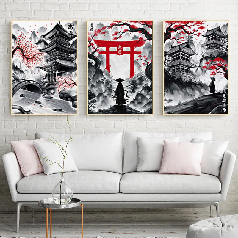 3-Piece Japanese Landscape Canvas Art Set