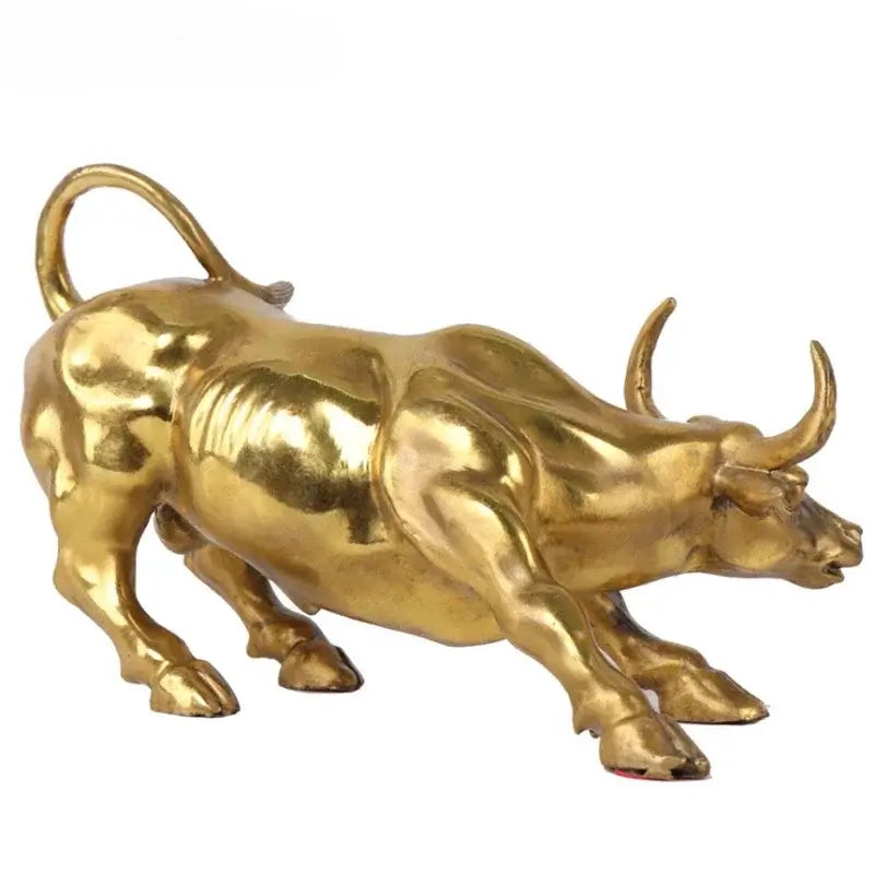 Bull Figurine Sculpture Charging Stock Market Bull Statue Home Office Decor Holiday Gifts Wall Street Pure copper Golden Fierce