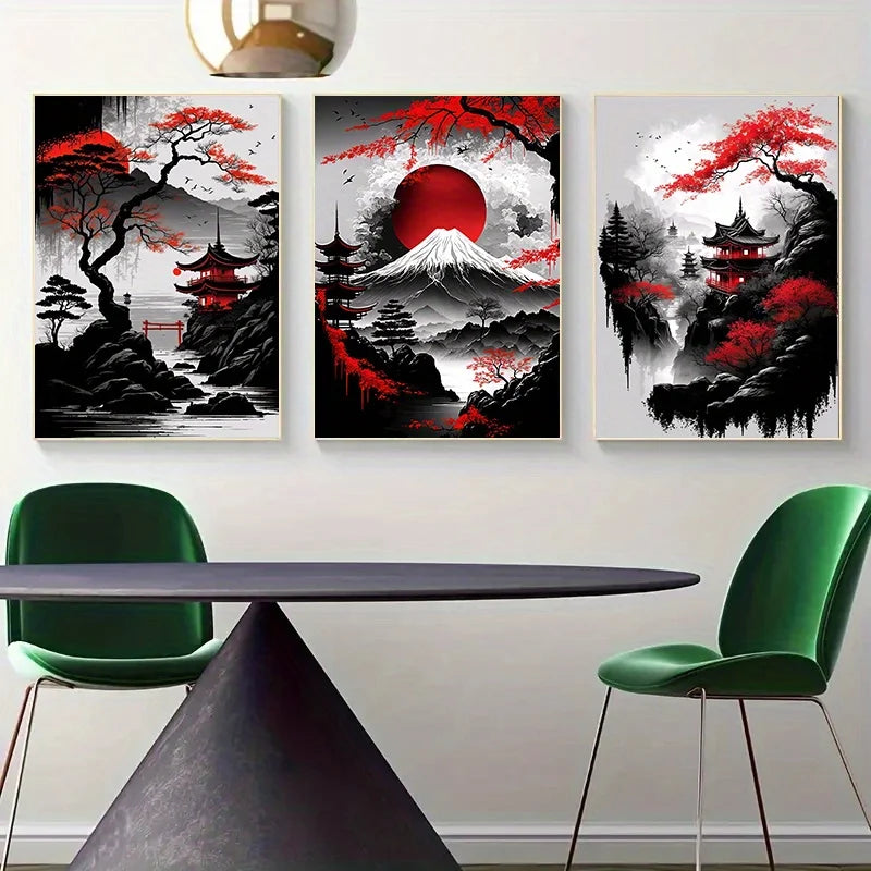 3-Piece Japanese Landscape Canvas Art Set